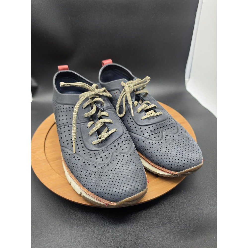 Cole Haan Zerogrand Perforated Sneakers Mens Size 11 Navy Blue With Red Accents